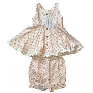 NWT Omi Jo Well Dressed Wolf Aunt Heart Rainbow Heart Mauve Set 2T